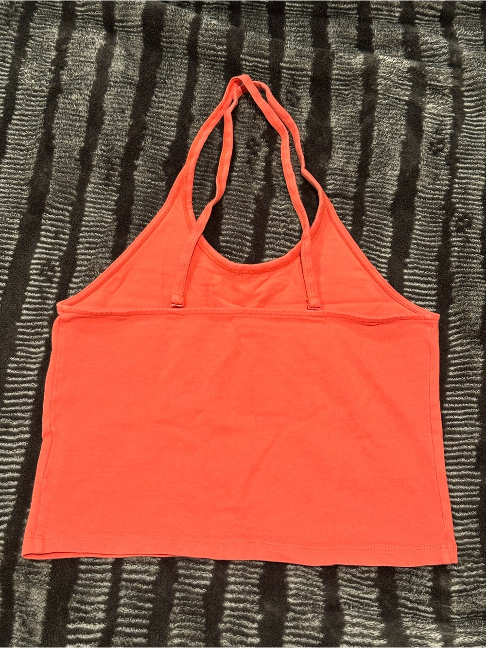 Simple Bright Coral Halter Crop Tank Top - Picture 2 of 4